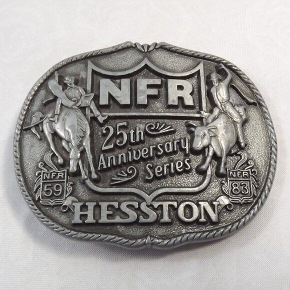 National Finals Rodeo 1983 Hesston 25th Anniversary First Edition Belt Buckle - Picture 1 of 10